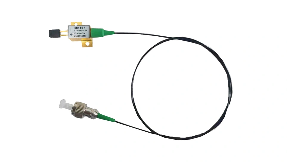 Dioda laserowa sprzężona z włóknem SM, 655nm, 60mW